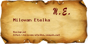 Milovan Etelka névjegykártya